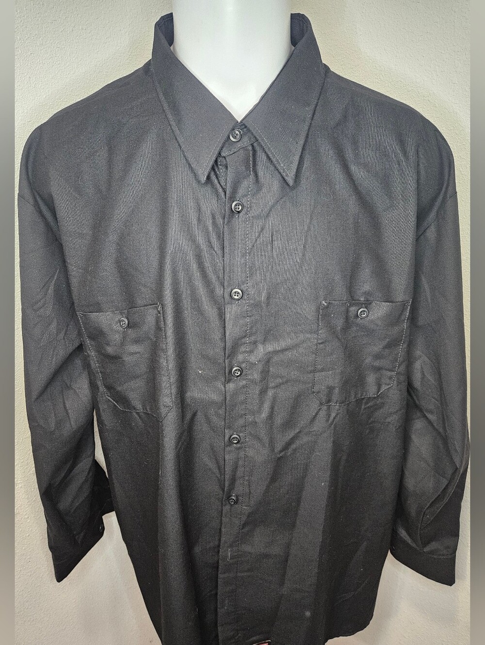 Red Kap Men's Black Long Sleeve Button-Front  Work Shirt 4XL